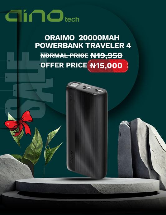 oraimo Traveler 4 20000mAh 2.1A Triple Ports Fast Charging LED Power Bank